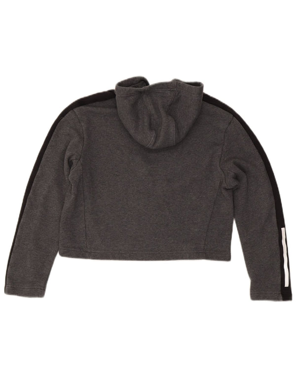 Adidas Crop Hoodie-Pullover für Mädchen, 11–12 Jahre, graue Colourblock-Baumwolle