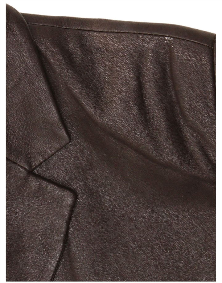 Vintage Damen 3 Knopf Leder Blazer Jacke UK 18 XL Braunes Leder