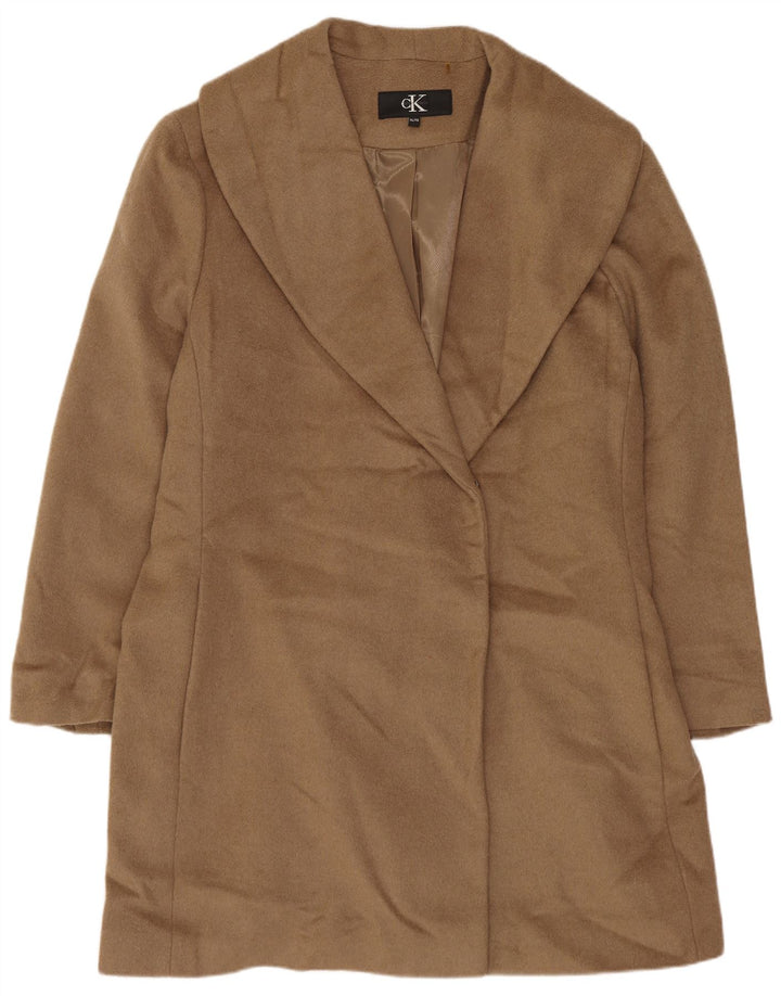 Calvin Klein Damen Übergroßer Mantel UK 18 XL Beige Wolle