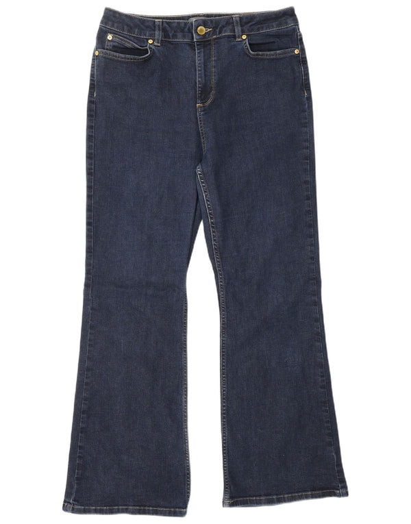 MINT VELVET Damen Bootcut-Jeans UK 14 Medium W30 L28 Marineblaue Baumwolle