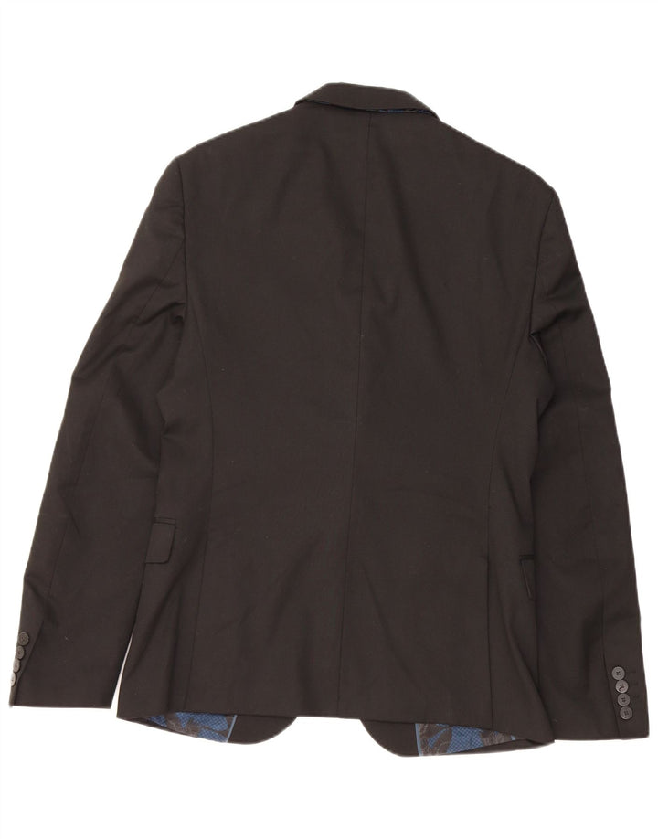 ZARA Herren 2-Knopf-Blazerjacke EU 48 Mittelschwarz