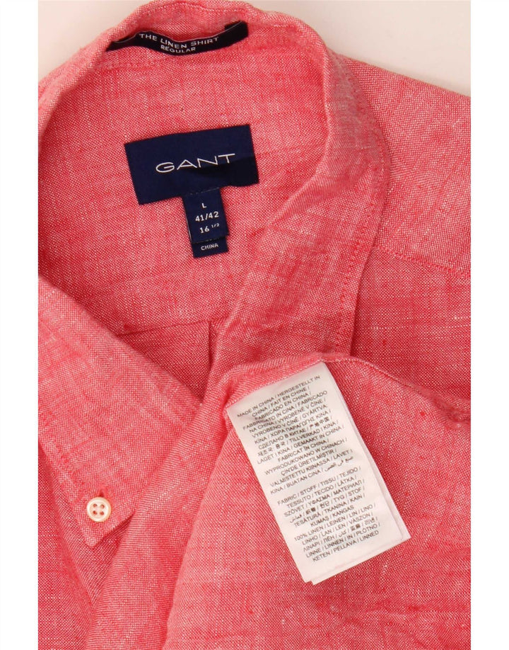 Gant Herren-Hemd mit normaler Passform, Größe 41/42, 16 1/2, großes rotes Leinen