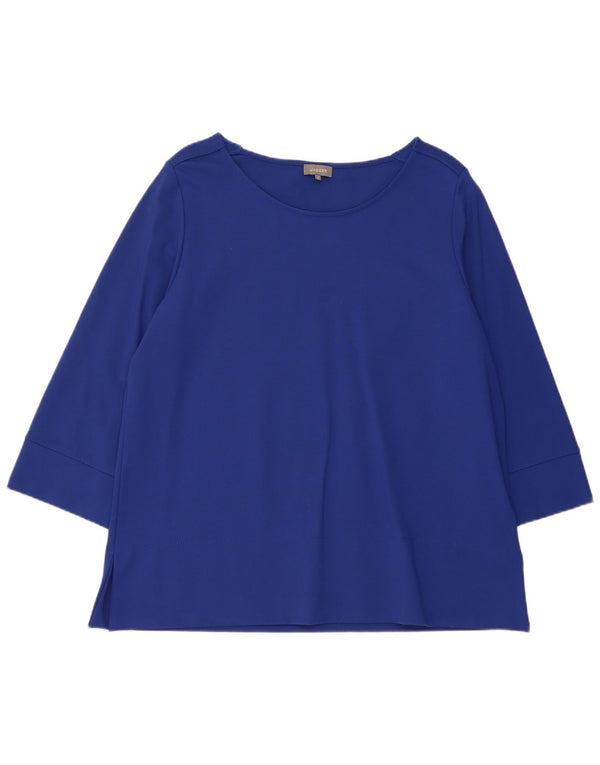 Jaeger Damen Top 3/4 Ärmel UK 18 XL Blaue Viskose