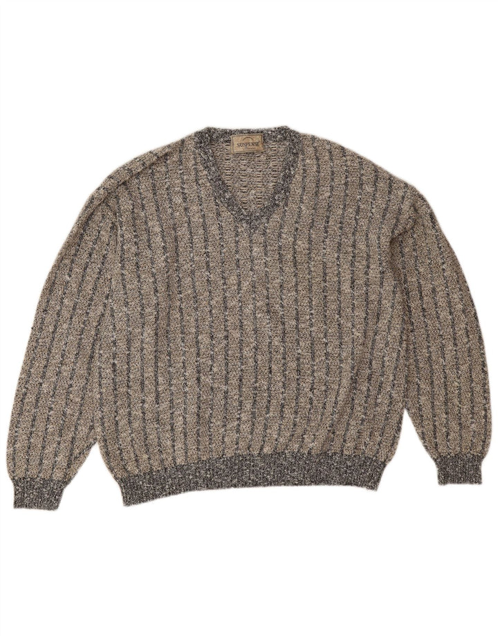 Suspense Herren-Pullover mit V-Ausschnitt, XL, blau gestreift