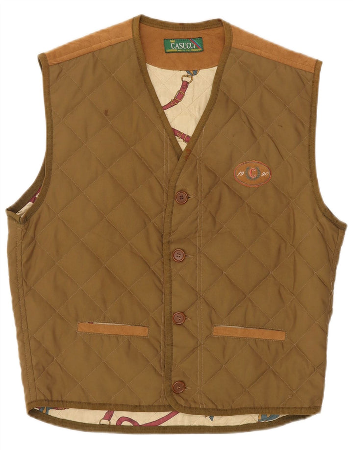 Casucci Herren Steppweste UK 36 Small Khaki Polyester
