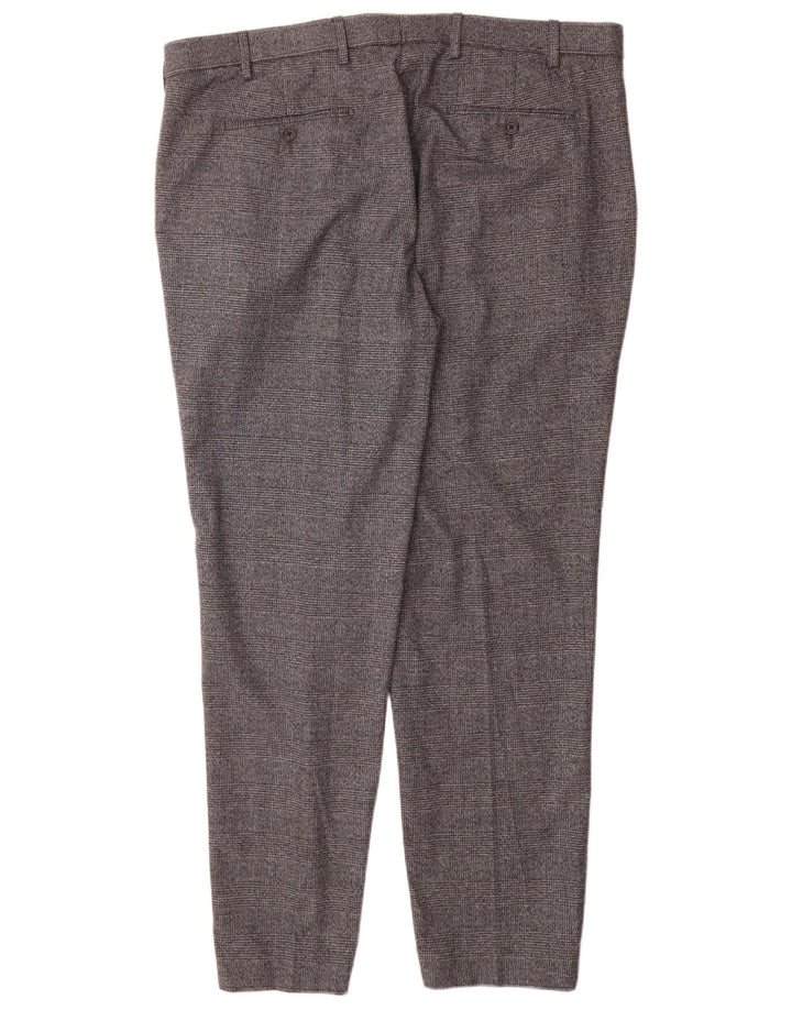 Marks & Spencer Herren-Anzughose mit maßgeschneiderter Passform und geradem Schnitt, W40 L31, grau kariert
