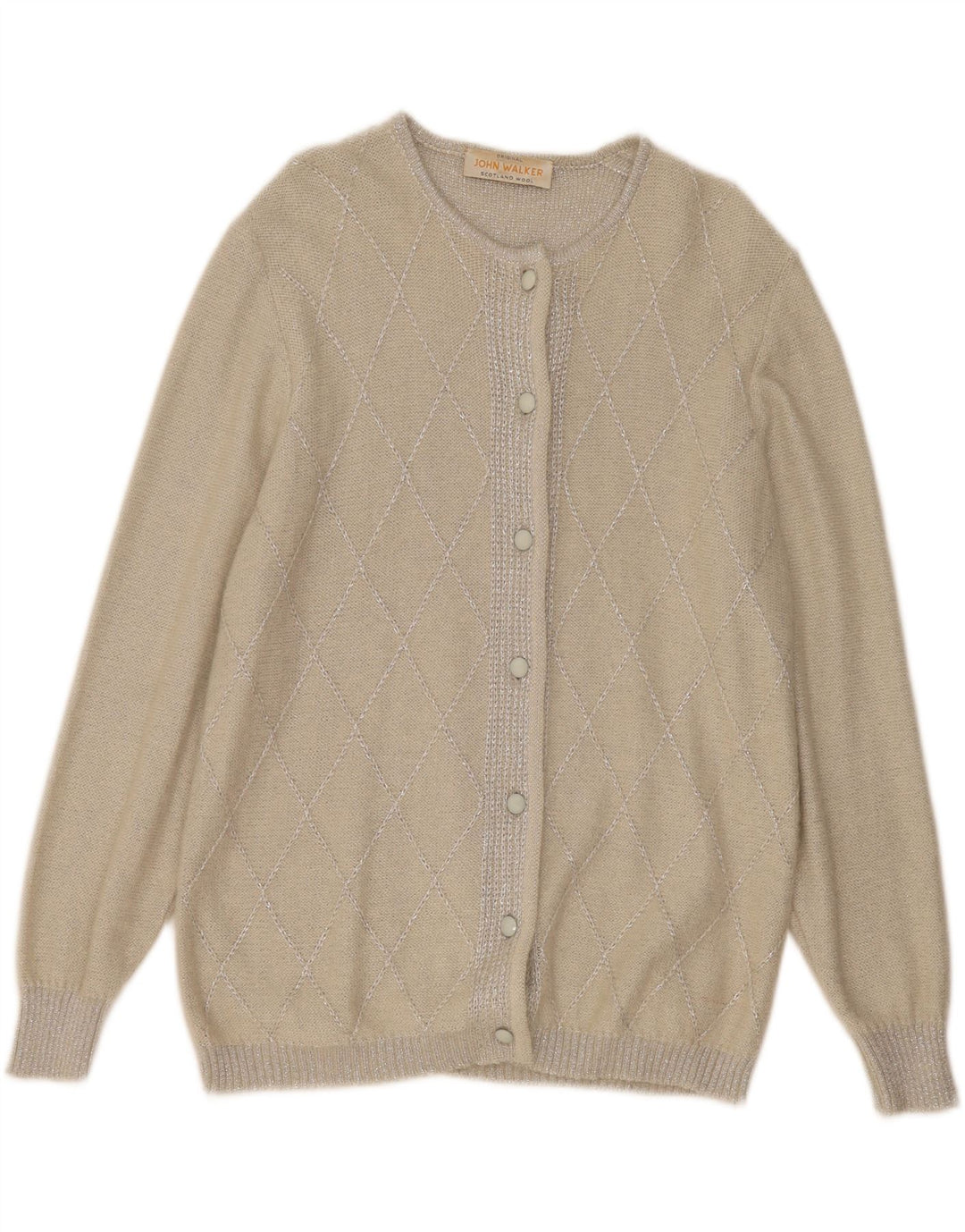 John Walker Damen-Cardigan-Pullover UK 18 XL Grau Argyle/Diamond Wool