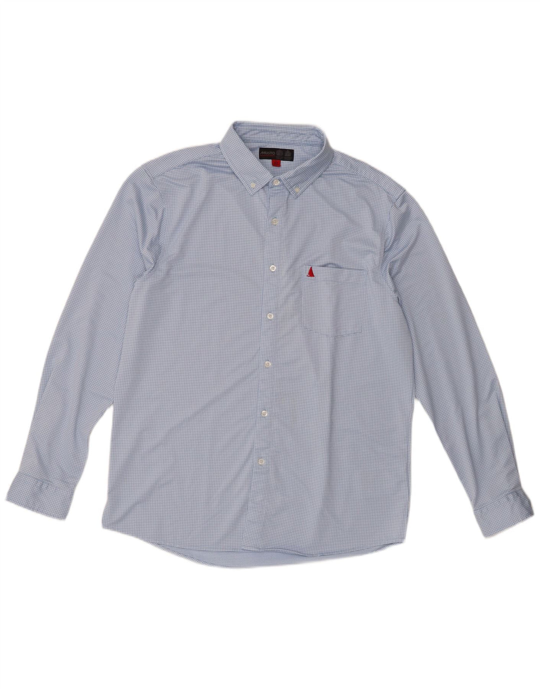 Musto Herrenhemd, großes blaues Gingham-Polyester