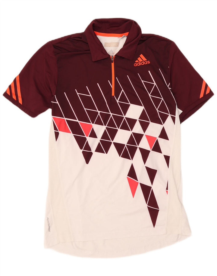 Adidas Herren Climacool Poloshirt, klein, Burgunderrot, Farbblock
