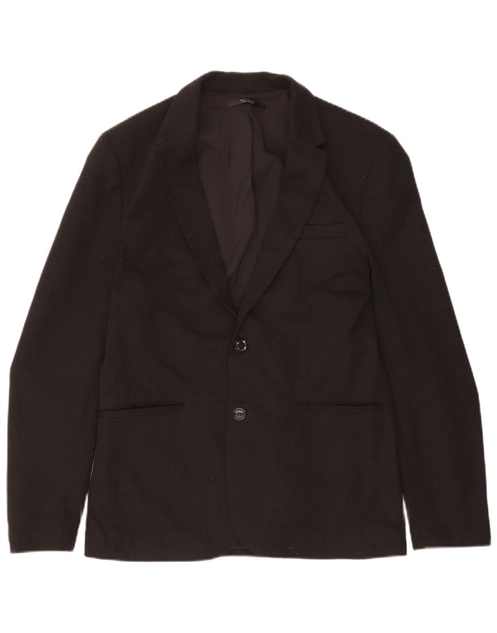 Zara Herren 2-Knopf-Blazerjacke UK 40 Large Schwarz