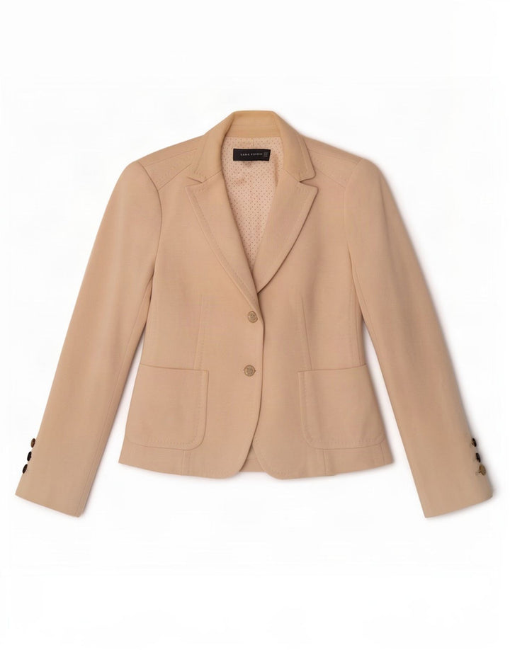 Zara Damen 2-Knopf-Blazerjacke UK 12 Mittelweiße Baumwolle