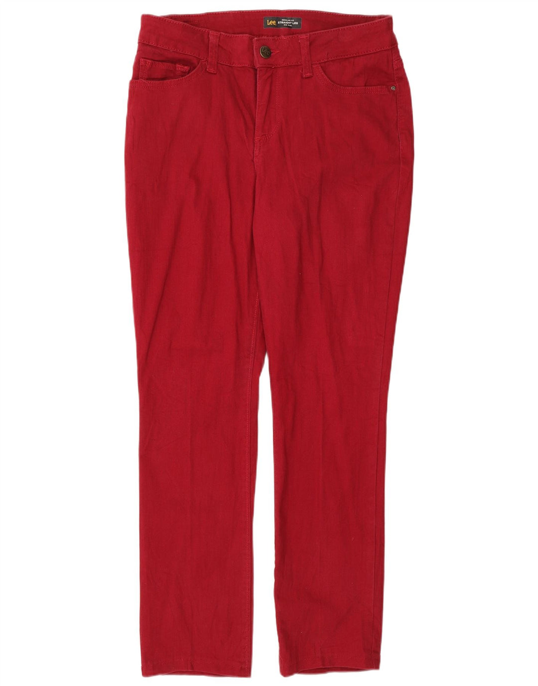 LEE Damen Mid Rise Regular Fit Straight Jeans US 6 Medium W30 L28 Rot