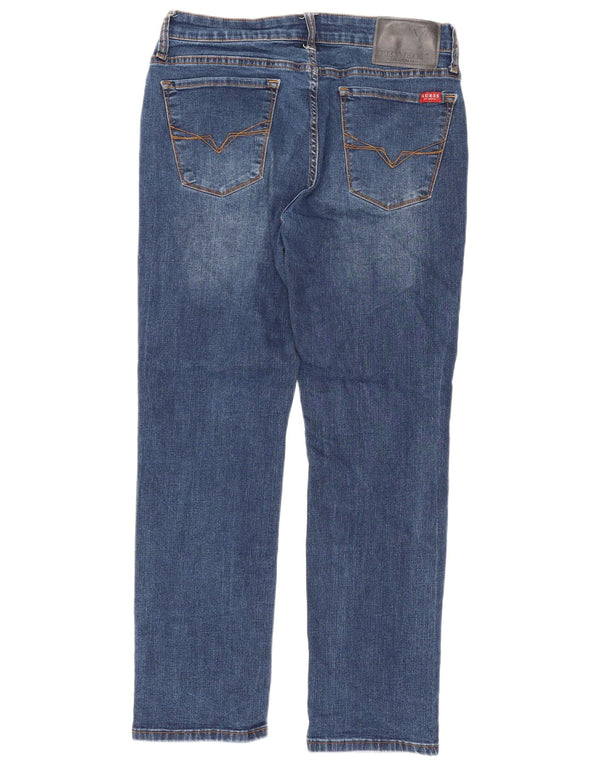 Guess Womens Straight Slim Jeans W30 L28 Blue Cotton