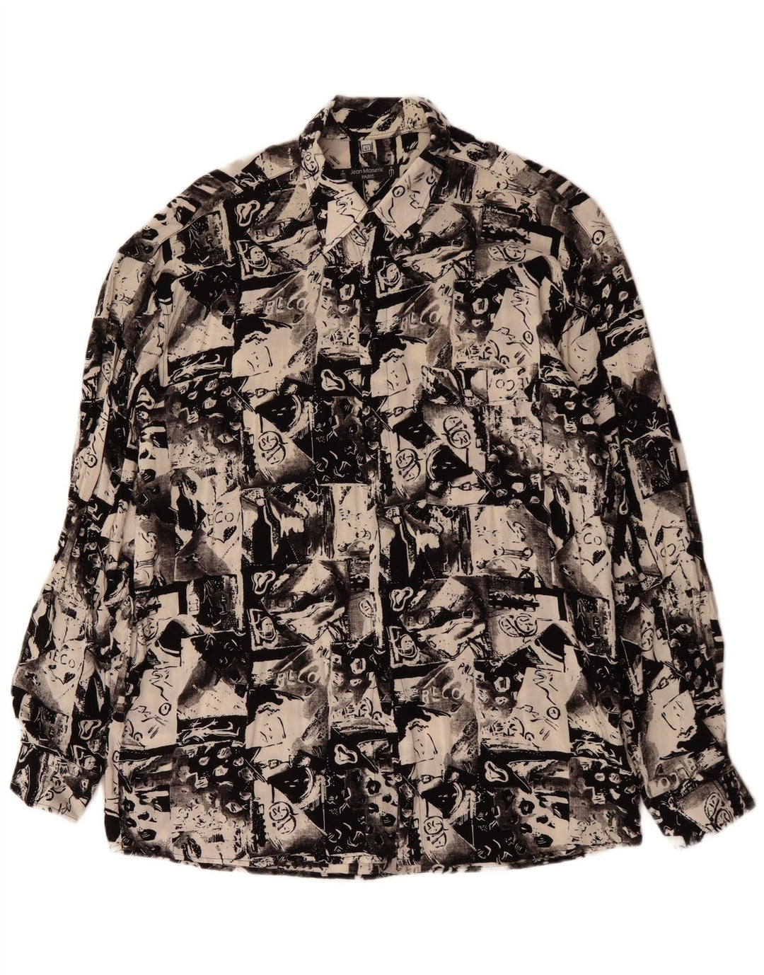 VINTAGE Herren Hemd mit abstraktem Muster, Größe 41, groß, Schwarz