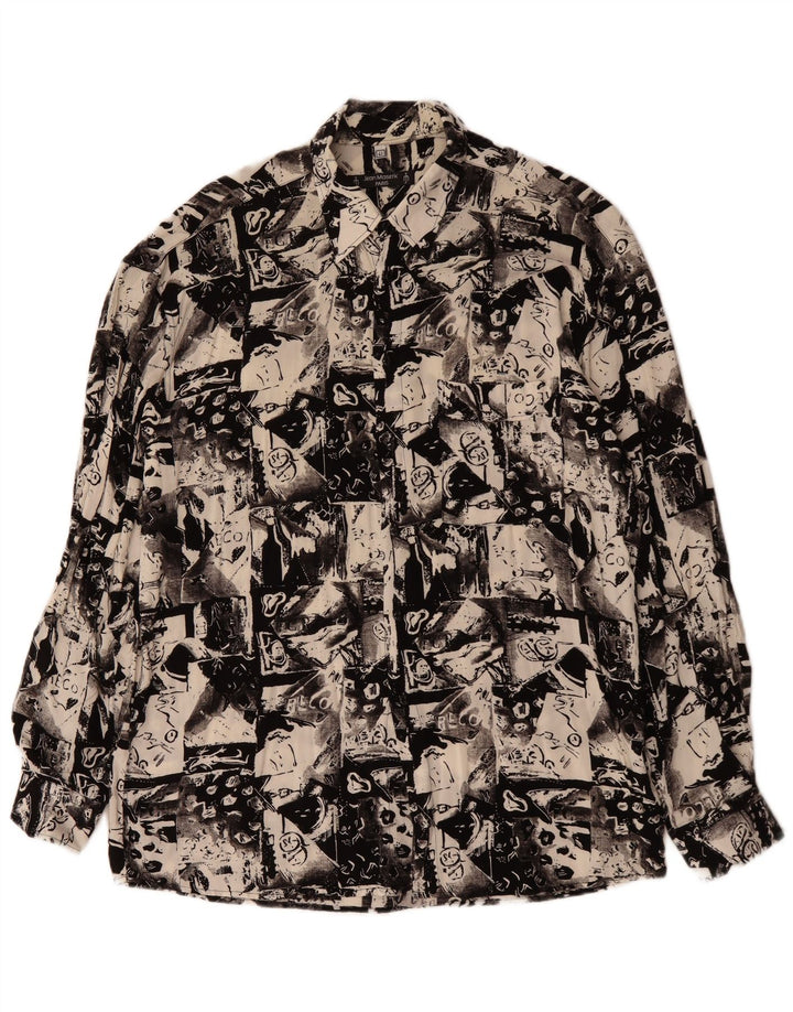 VINTAGE Herren Hemd mit abstraktem Muster, Größe 41, groß, Schwarz