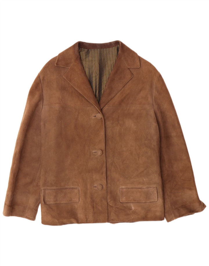 Vintage Damen Wildlederjacke UK 12 Mittelbraun