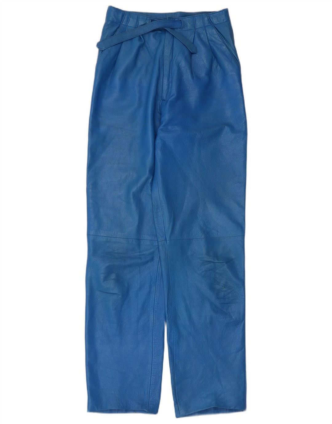Vintage Damen Lederhose mit Klammern IT 44 Medium W26 L30 Blau