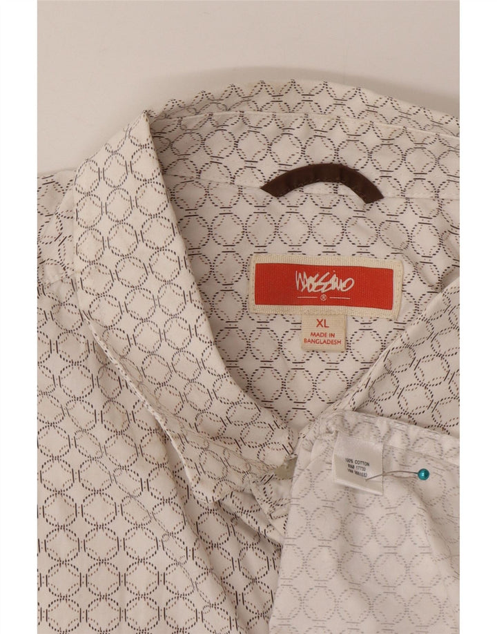 Mossimo Herren-Kurzarmhemd XL aus weißer, geometrischer Baumwolle