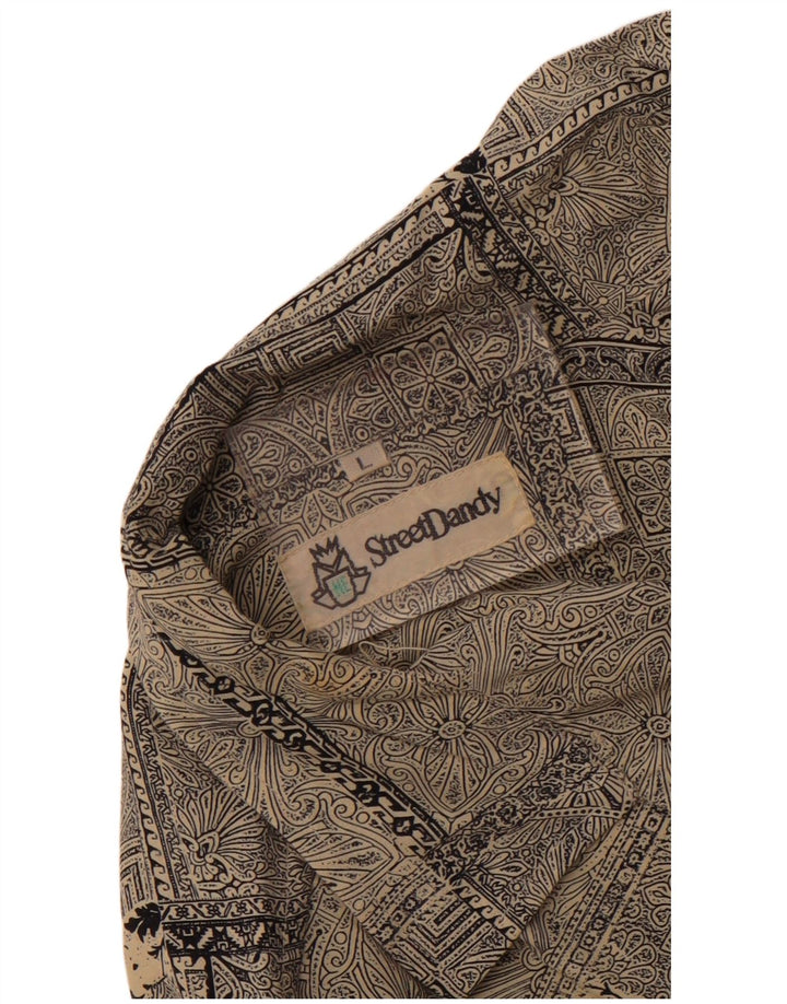 Vintage Herren Kurzarmhemd Groß Grau Paisley