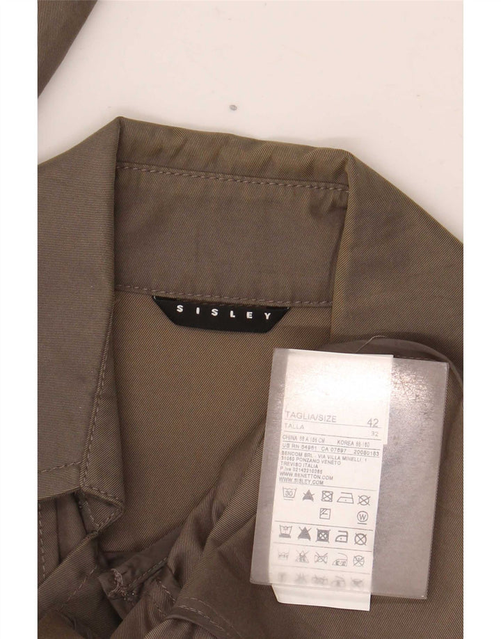 Sisley Damen Trenchcoat IT 42 Medium Khaki Baumwolle