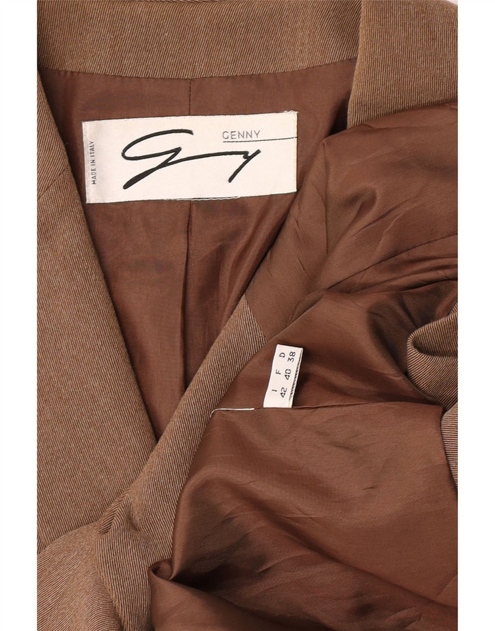 Genny Damen 3-Knopf-Blazerjacke IT 42 Mittelbraun