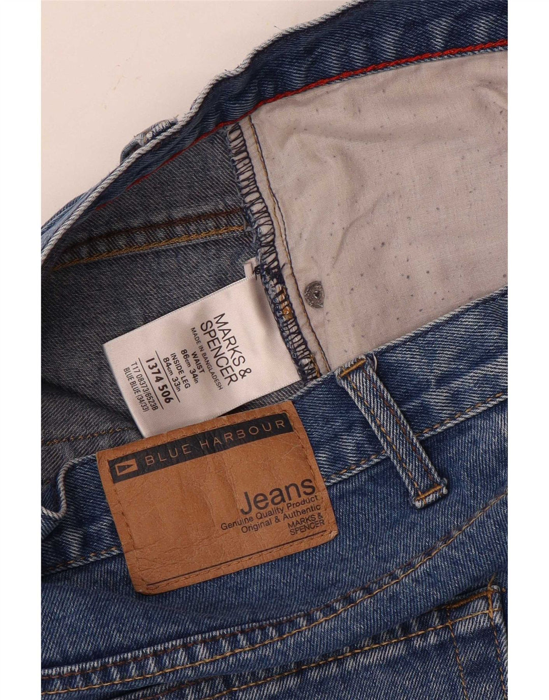 Marks & Spencer Herren Blue Harbor Straight Jeans W34 L33 Baumwolle
