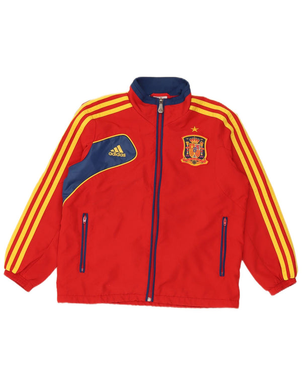 Adidas Jungen Espana Graphic Trainingsanzug-Top-Jacke, 7–8 Jahre, rotes Farbblockdesign