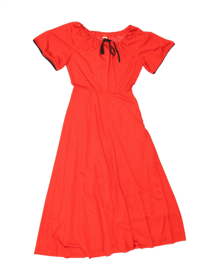 VINTAGE Womens Maxi Dress EU 40 Medium Red Striped Polyester Vintage Vintage and Second-Hand Vintage from Messina Hembry 