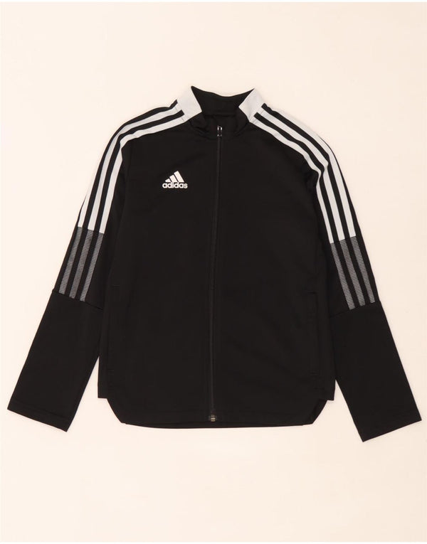 Adidas Jungen-Trainingsanzug-Top-Jacke, 9–10 Jahre, schwarzes Colourblock-Polyester