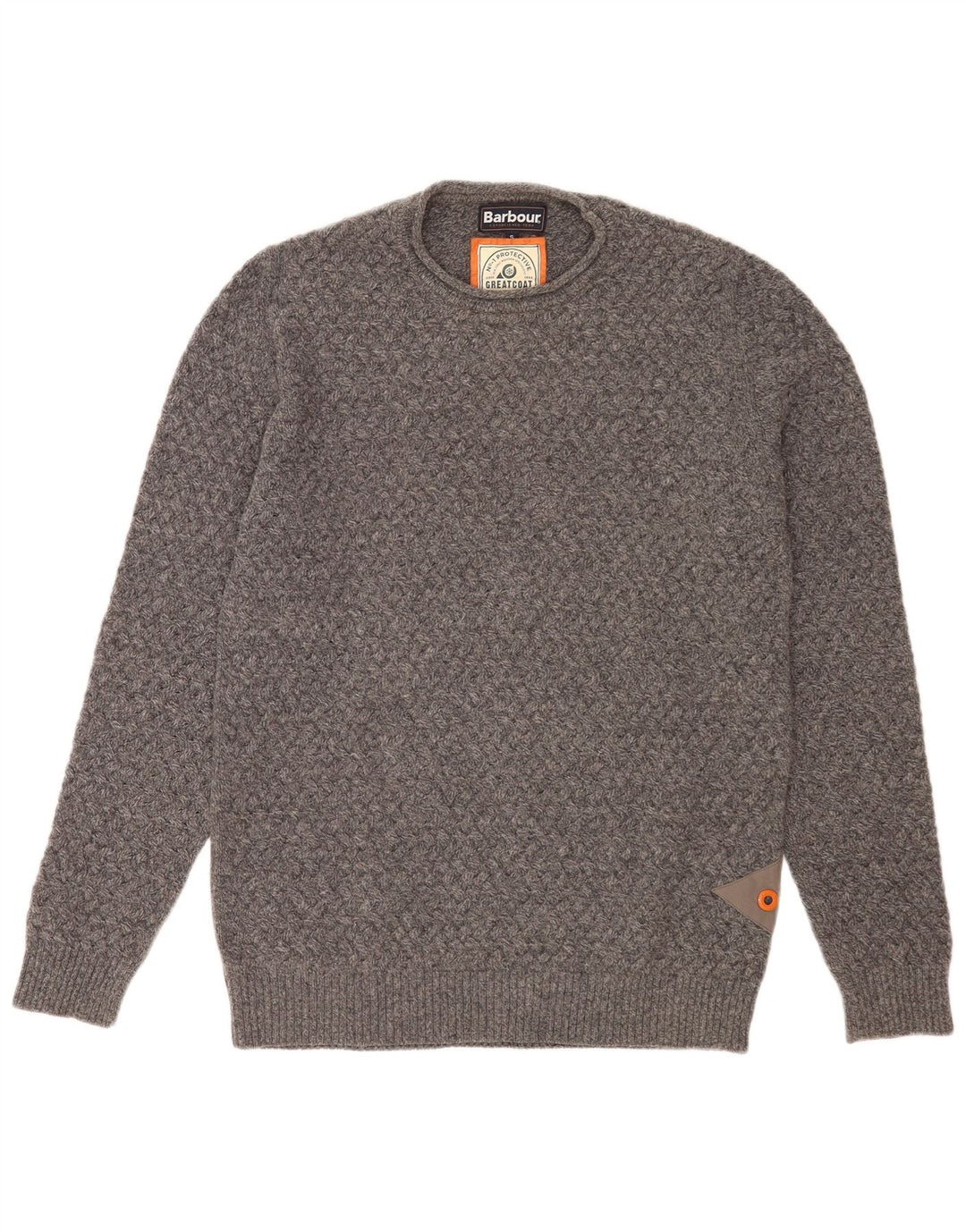 Barbour Herren-Pullover mit Rundhalsausschnitt, kleine graue Wolle