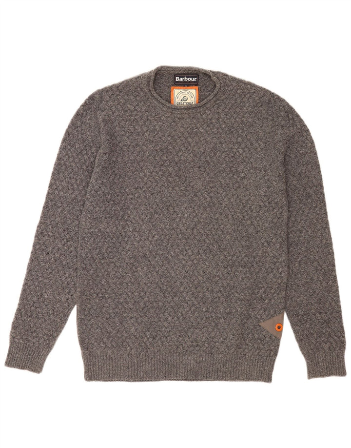 Barbour Herren-Pullover mit Rundhalsausschnitt, kleine graue Wolle