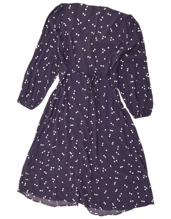 Marks & Spencer Damen Langarm-Maxikleid UK 22 3XL Marineblau gepunktet