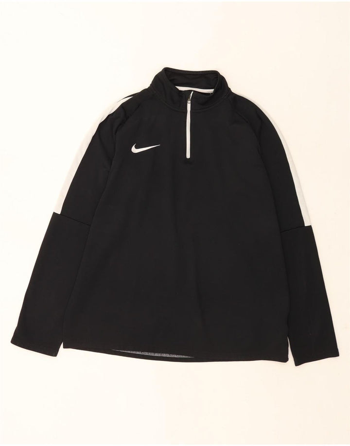 Nike Herren-Trainingsanzug-Oberteil mit Reißverschluss am Hals, großes, schwarzes Farbblock-Polyester