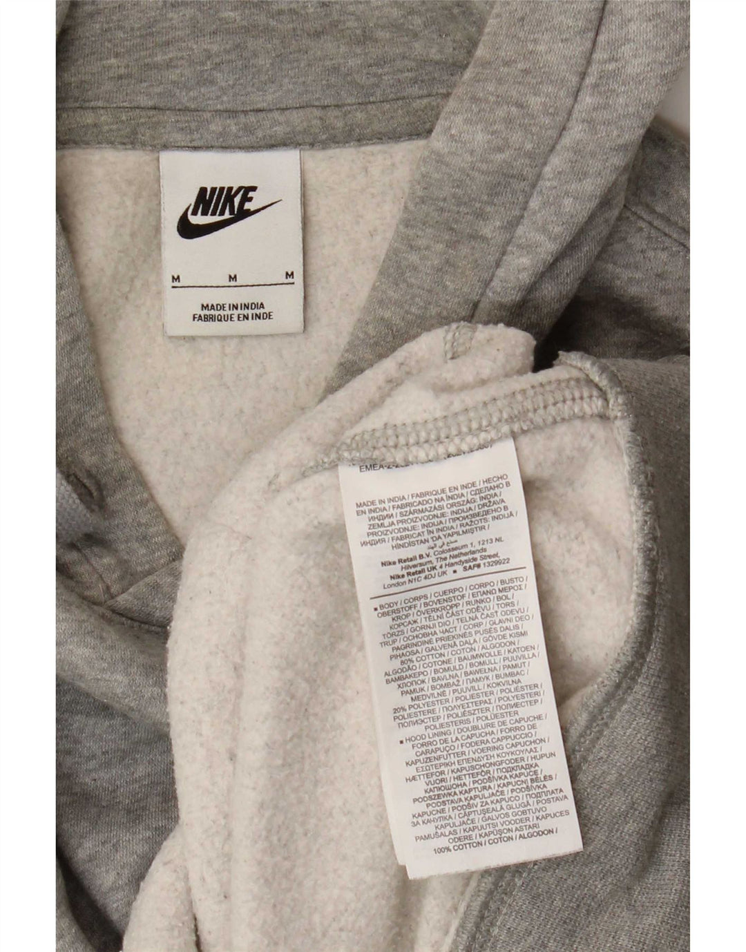 Nike Herren-Kapuzenpullover aus mittelgrau gefleckter Baumwolle