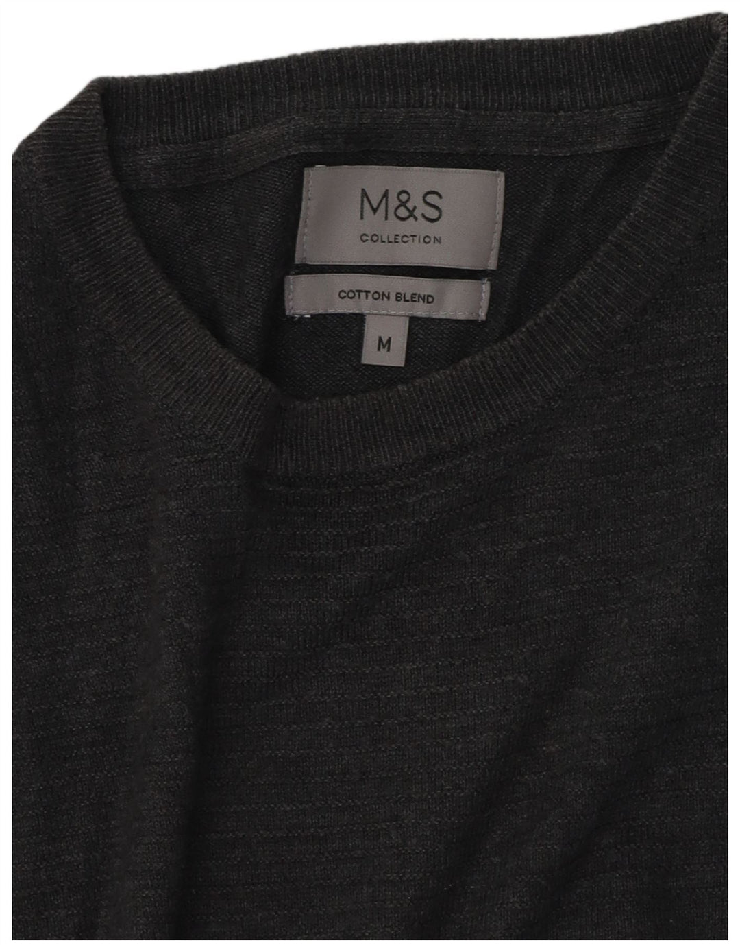 Marks & Spencer Herren-Pullover mit Rundhalsausschnitt, mittelgraue Baumwolle