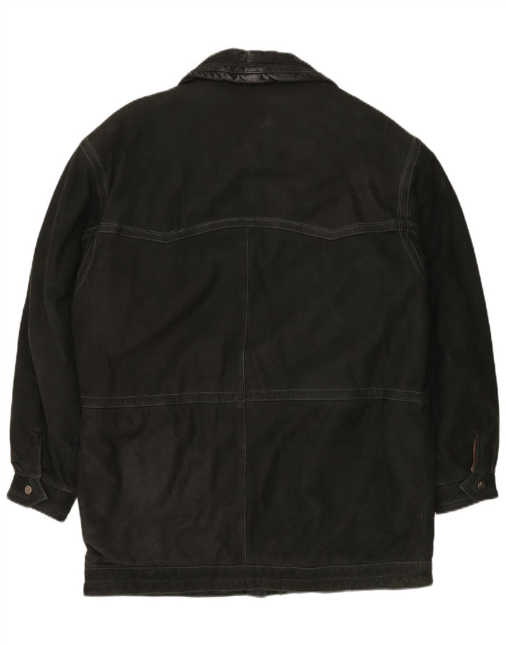 VINTAGE Herren Ledermantel IT 52 XL Schwarzes Leder