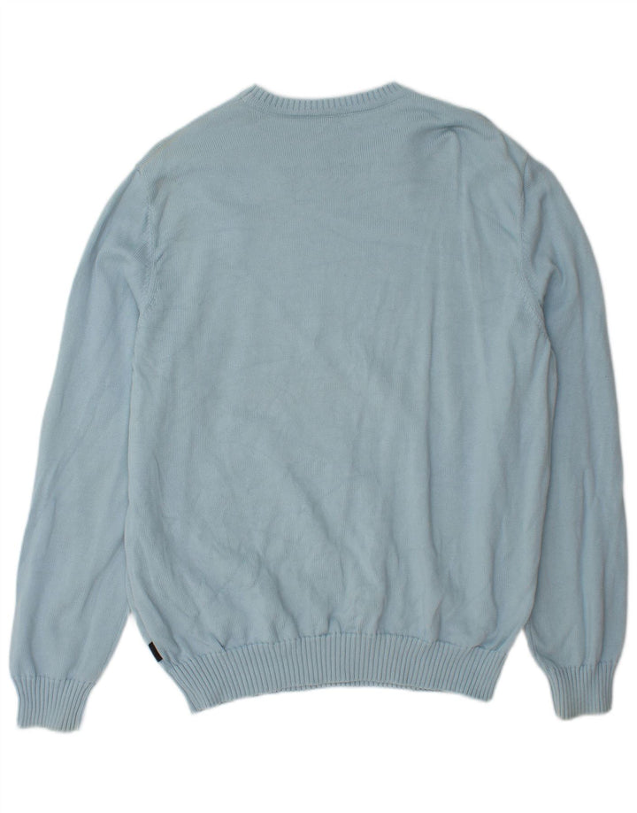 Hugo Boss Herren-Pullover mit Rundhalsausschnitt, XL, blaue Baumwolle
