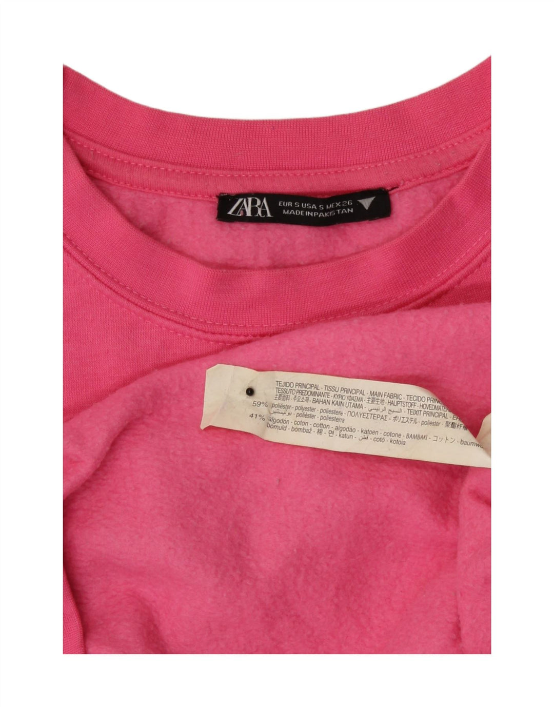 Übergroßer Damen-Sweatshirtpullover von Zara, Gr. 10, klein, rosa, Polyester