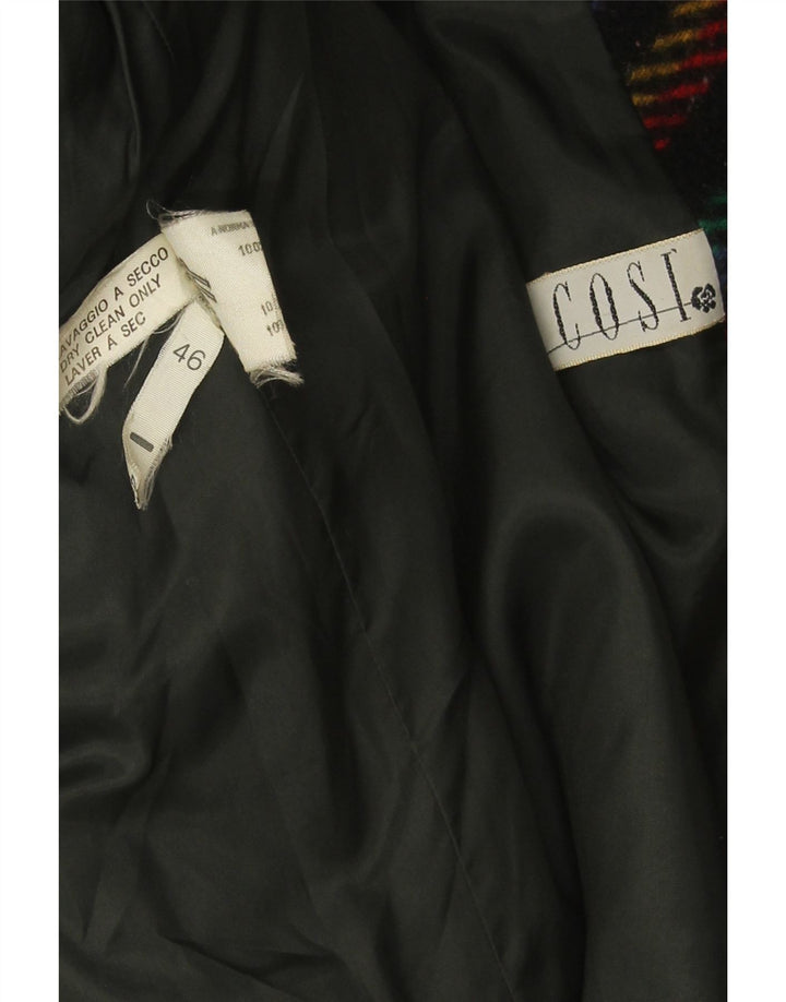 Vintage Damen 1-Knopf-Blazerjacke IT 46 Großer mehrfarbiger Karo