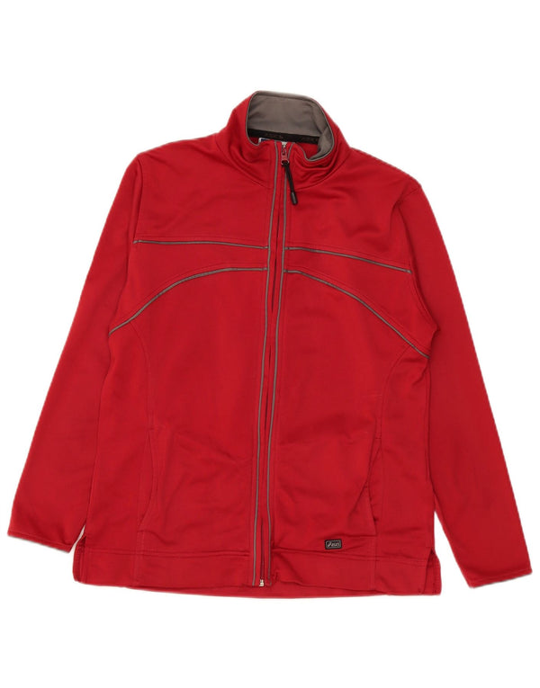 Asics Damen-Trainingsanzug mit normaler Passform, Top-Jacke, UK 16, Größe L, Rot, Polyester
