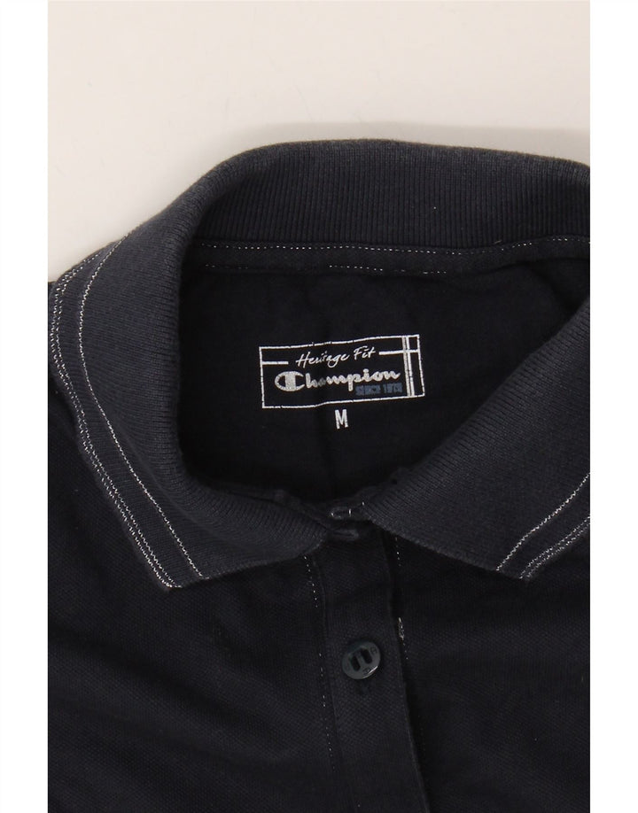 CHAMPION Womens Polo Shirt UK 12 Medium Navy Blue Cotton Vintage Champion and Second-Hand Champion from Messina Hembry 