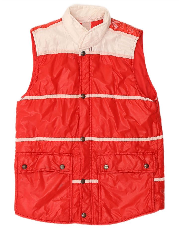 Vintage Herren Wattierte Weste UK 36 Kleines rotes Colourblock-Polyamid