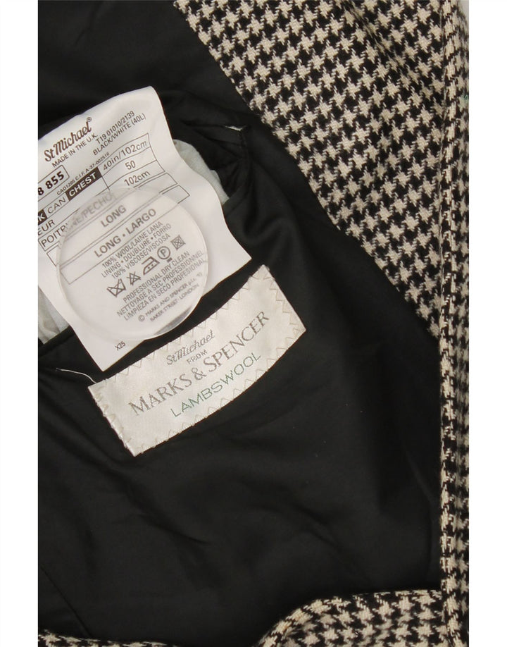 Marks & Spencer Herren-Blazer, lang, Gr. 40, mittelschwarz, Hahnentrittmuster