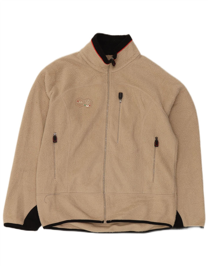 FILA Herren Fleecejacke UK 36 Small Beige Colourblock Polyester