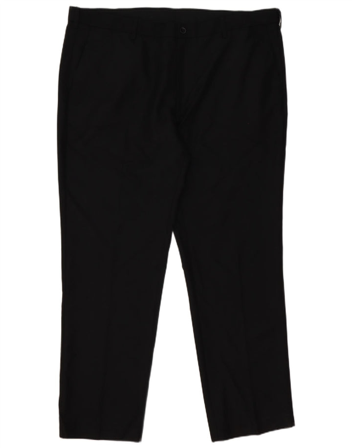Marks & Spencer Herren-Freizeithose mit normaler Passform, W42, L31, schwarzes Polyester