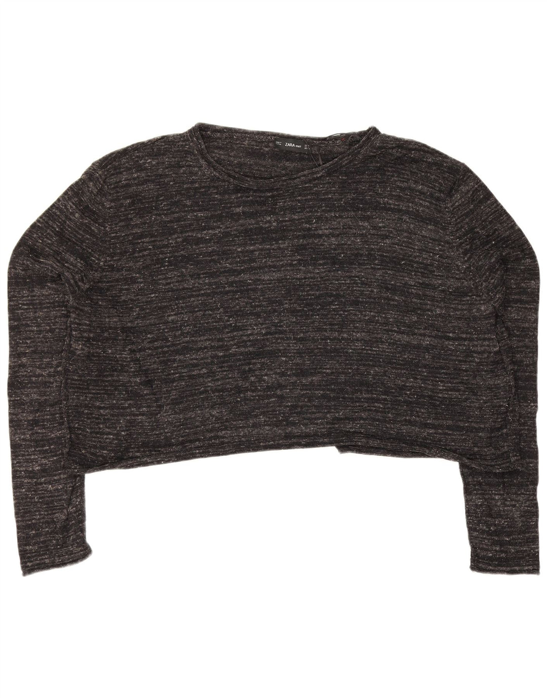 Zara Damen Crop Oversized Top Langarm UK 14 Mittelgrau meliert