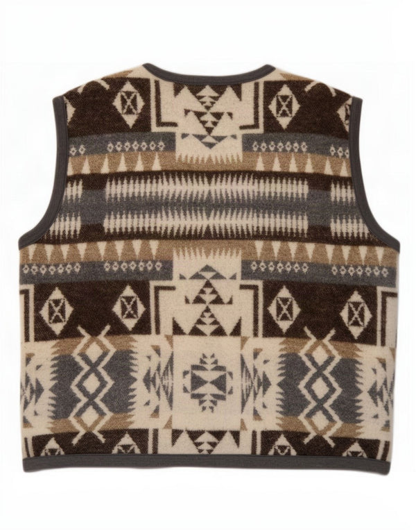 Vintage Herren Weste 2XL Braune geometrische Wolle