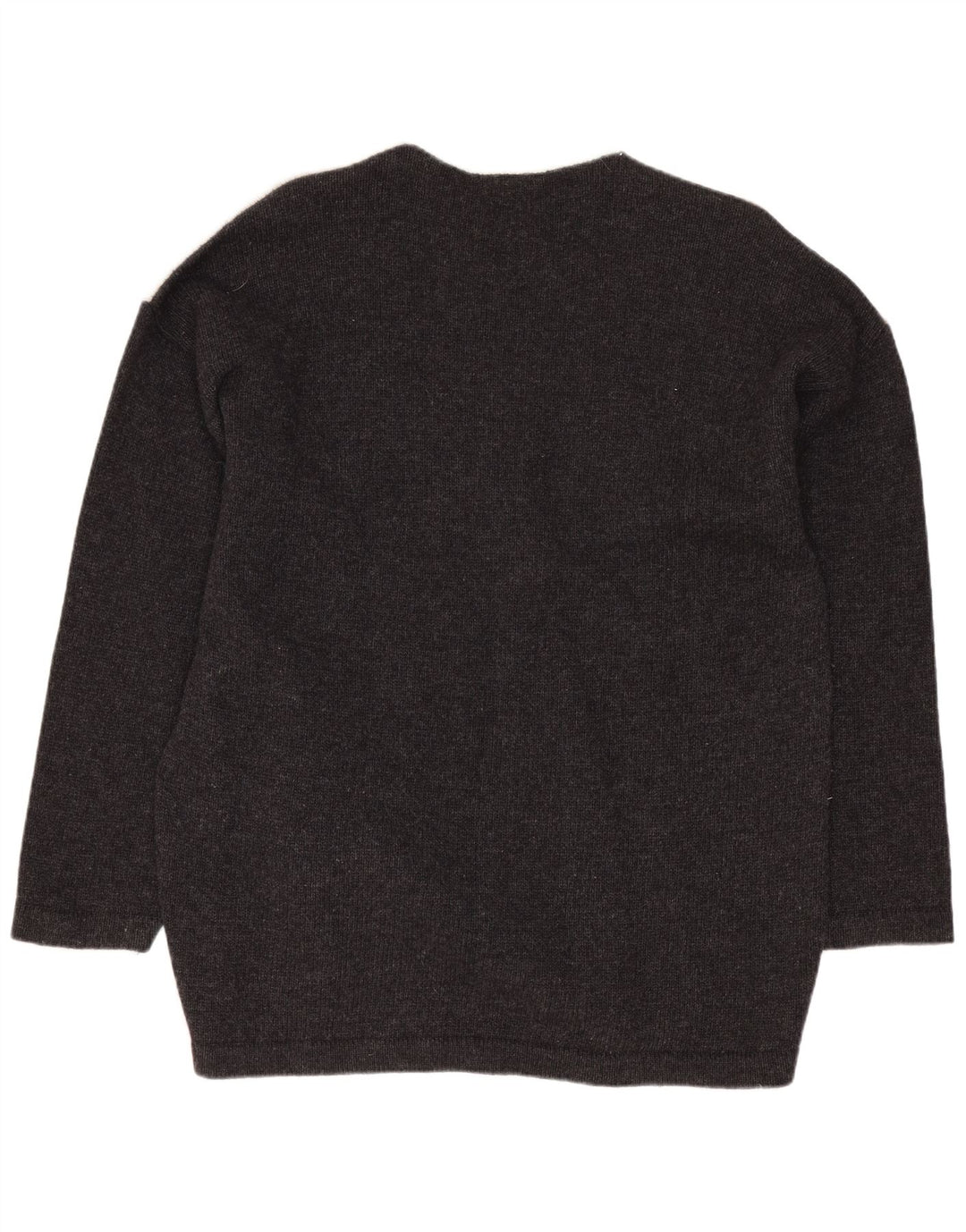 Cecilia Benetti Damen-Pullover mit Rundhalsausschnitt, UK 16, Größe L, graue Lammwolle