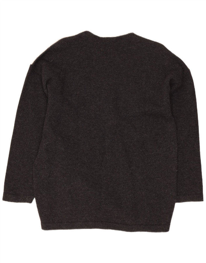 Cecilia Benetti Damen-Pullover mit Rundhalsausschnitt, UK 16, Größe L, graue Lammwolle