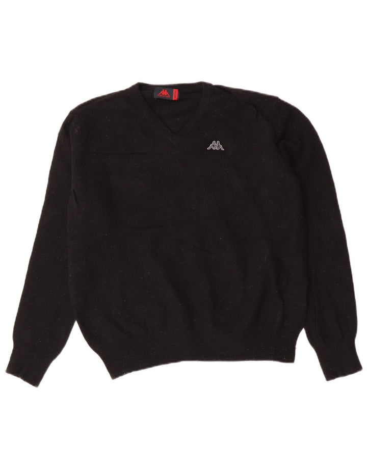 Kappa Damen-Pullover mit V-Ausschnitt, UK 14, mittelschwarze Lammwolle